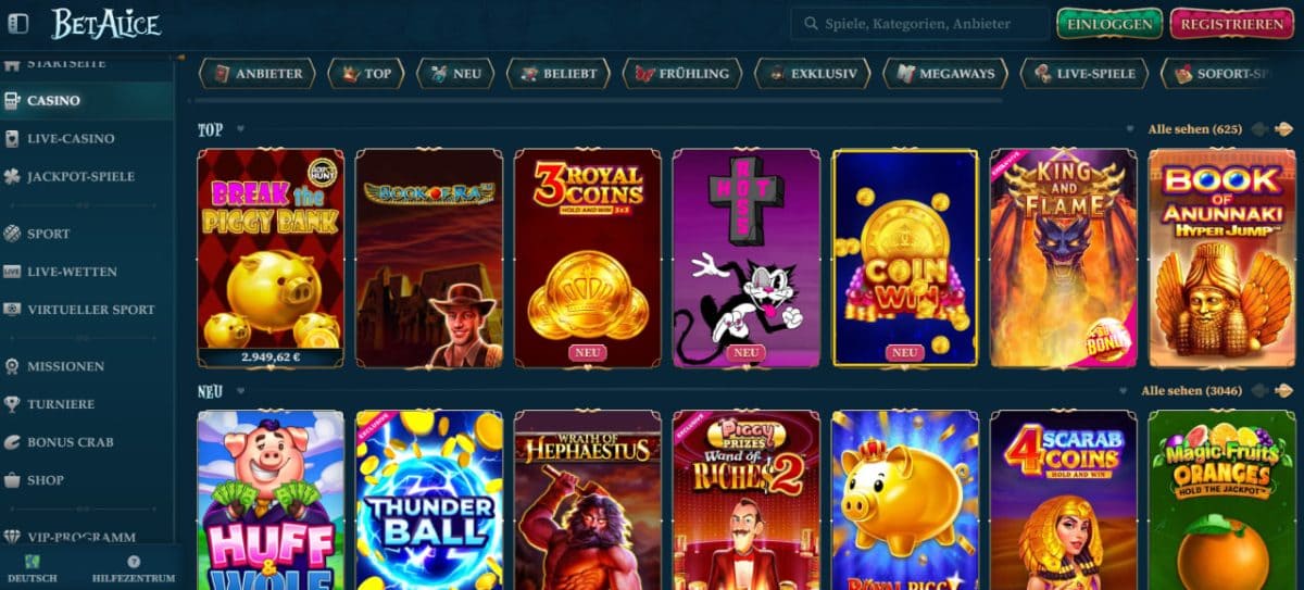 BetAlice Casino: Wunderland-Welt mit 10.500+ Slots image 2